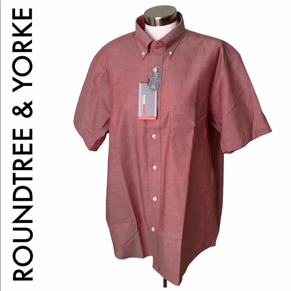 Roundtree & Yorke Other - ROUNDTREE & YORKE NWT MEN’S RED BUTTON FRONT SHORT SLEEVE SHIRT SIZE LARGE